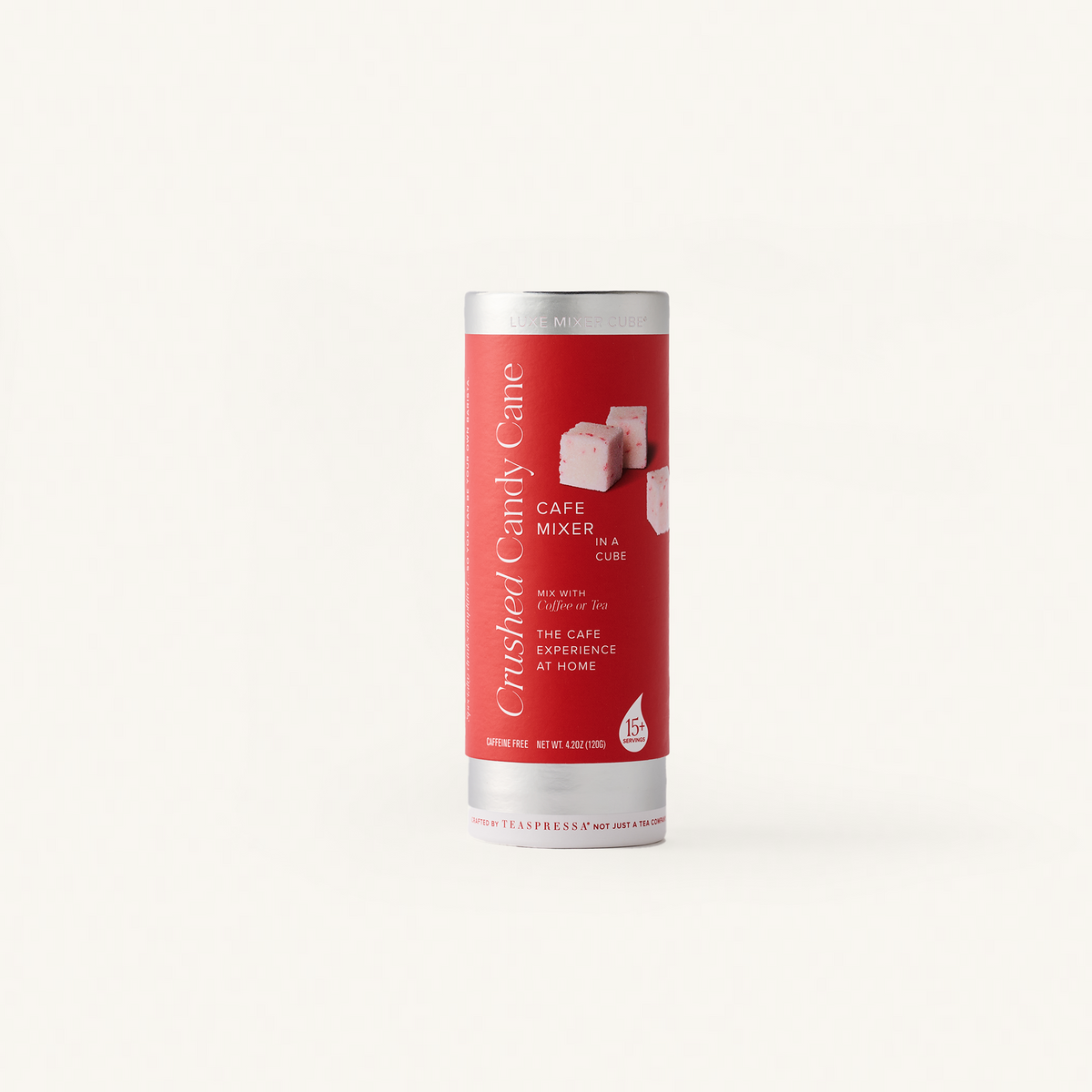 Candy Cane Luxe Mixer Cube tallboy on an off white background.