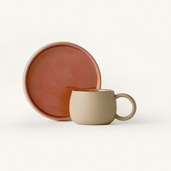 Rose Ceramic Stone & Glaze Cafe Set