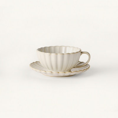 Scalloped Cafe Set |  Cream