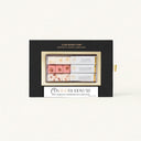 A Luxe Mixer Cube set featuring three flavors: Peach, Strawberry, and Raspberry Bellini, packaged in a black box with a gold frame and a "Congradtulations" label.